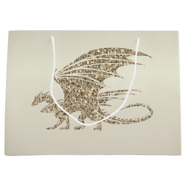 Grand Sac Cadeau Dragon de mosaïque Extraordinaire Golden (Devant)