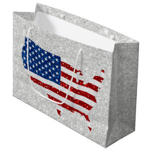 Grand Sac Cadeau Drapeau américain étoiles et bandes 4 juillet Pail