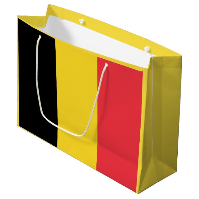 Grand Sac Cadeau Drapeau belge patriotique (Devant Angle)