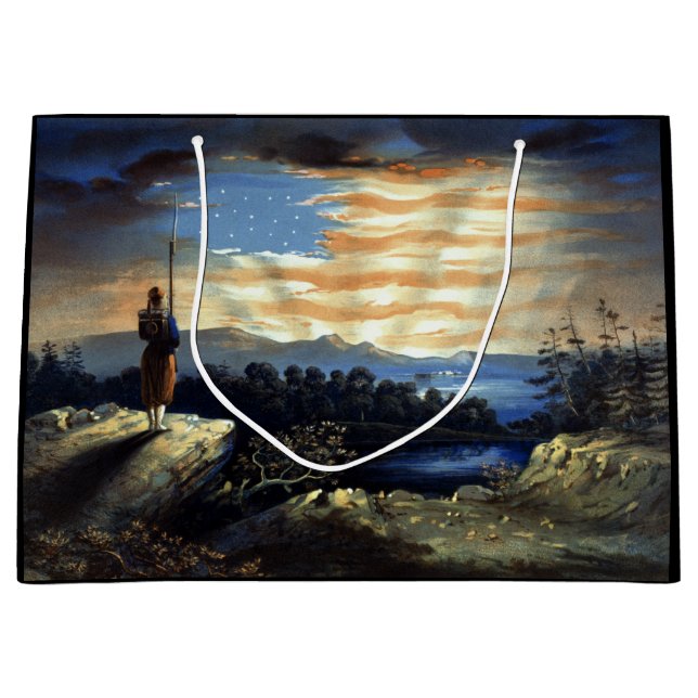 Grand Sac Cadeau Drapeau céleste américain dans le ciel, Guerre civ (Devant)
