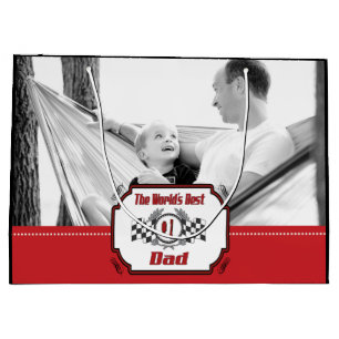 Grand Sac Cadeau Drapeau Checkered du meilleur papa du numéro un d
