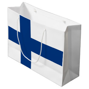 Grand Sac Cadeau Drapeau de la Croix Bleue de Finlande