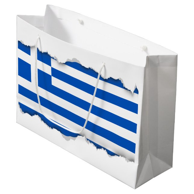 Grand Sac Cadeau Drapeau de la Grèce (Devant Angle)