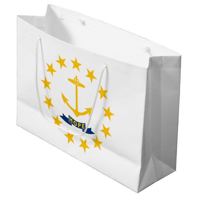 Grand Sac Cadeau Drapeau de l'État de Rhode Island (Devant Angle)