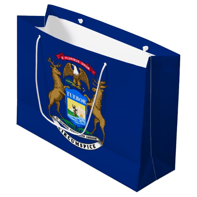 Grand Sac Cadeau Drapeau de l'État du Michigan (Devant Angle)
