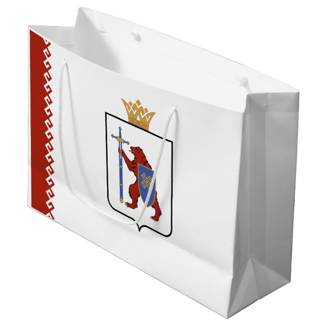 Grand Sac Cadeau Drapeau de Mari El (Devant Angle)