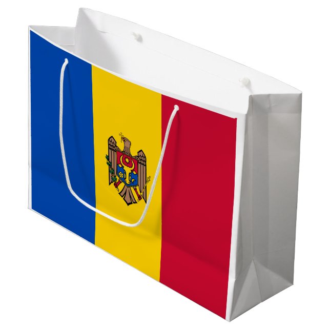Grand Sac Cadeau Drapeau de Moldova (Devant Angle)