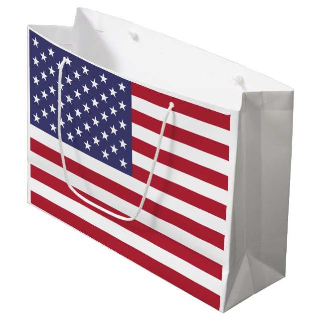 Grand Sac Cadeau Drapeau des États-Unis (Devant Angle)