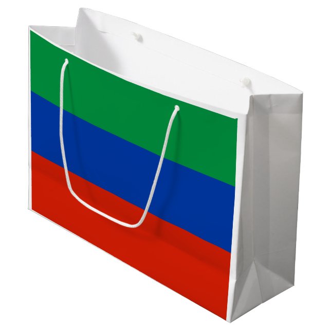 Grand Sac Cadeau Drapeau du Daghestan (Devant Angle)