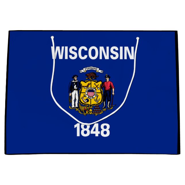 Grand Sac Cadeau Drapeau du Wisconsin (Devant)
