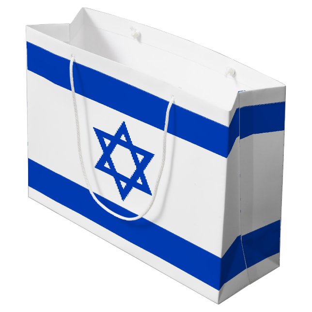 Grand Sac Cadeau Drapeau Israël étoile bleue de David (Dos Angle)