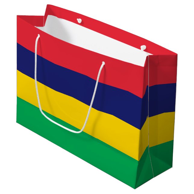 Grand Sac Cadeau Drapeau Maurice (Devant Angle)