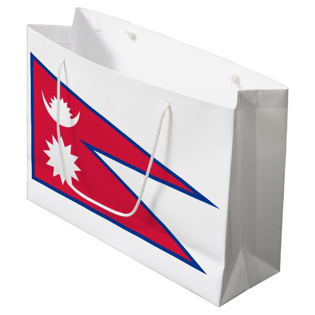 Grand Sac Cadeau Drapeau népalais (Devant Angle)