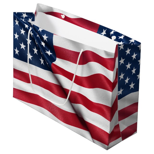 Grand Sac Cadeau Drapeau patriotique des Etats-Unis (Devant Angle)
