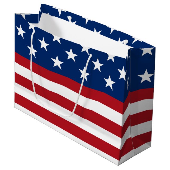 Grand Sac Cadeau Drapeau patriotique motif juillet Quatrième grand  (Devant Angle)