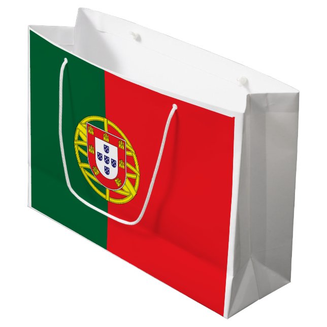 Grand Sac Cadeau Drapeau Portugal (Devant Angle)