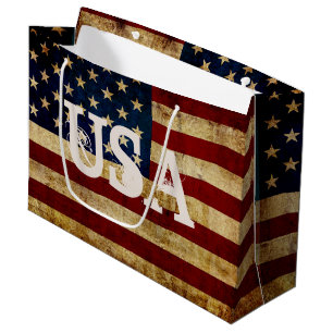 Grand Sac Cadeau Drapeau USA / Grunged