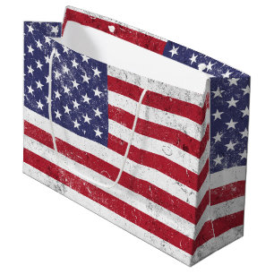 Grand Sac Cadeau Drapeau vintage USA Patriotique Américain Rouge Bl