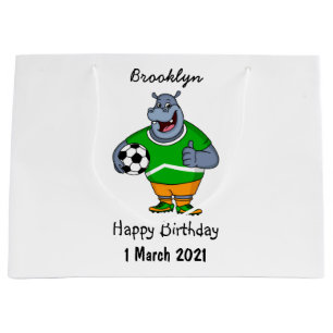 Grand Sac Cadeau Drôle de joueur de football hippo dessin humoristi