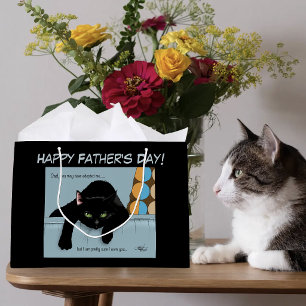 Grand Sac Cadeau Drôle de père de chat noir mignon pour la fête des