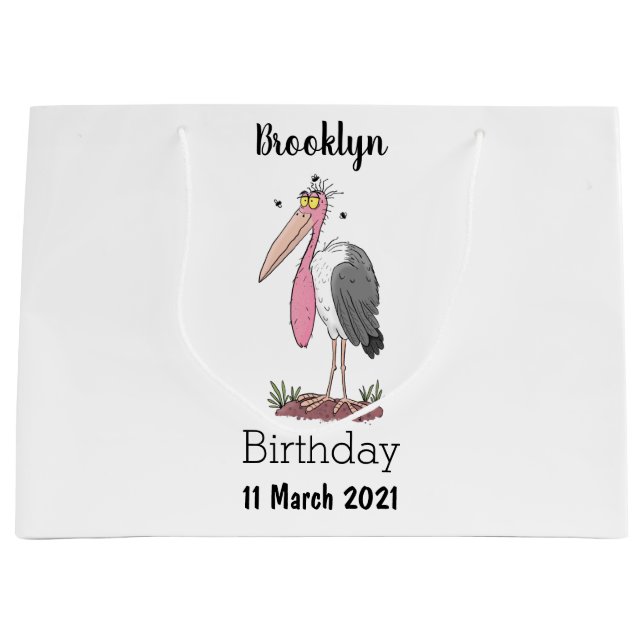Grand Sac Cadeau Drôle dessin animé de cigogne en marabou (Devant)