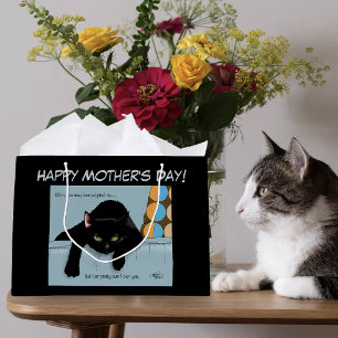 Grand Sac Cadeau Drôle Mère de Chat Noir Mignonne Meilleure Fête de