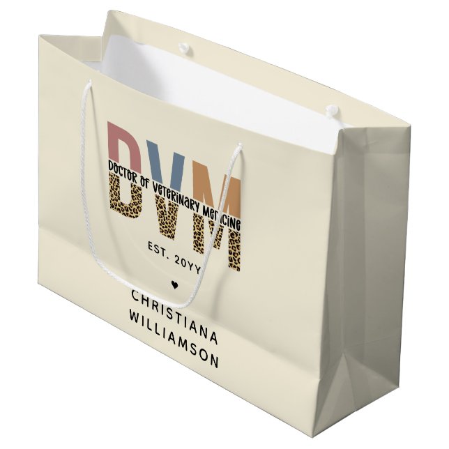 Grand Sac Cadeau DVM personnalisé Docteur en médecine vétérinaire C (Devant Angle)