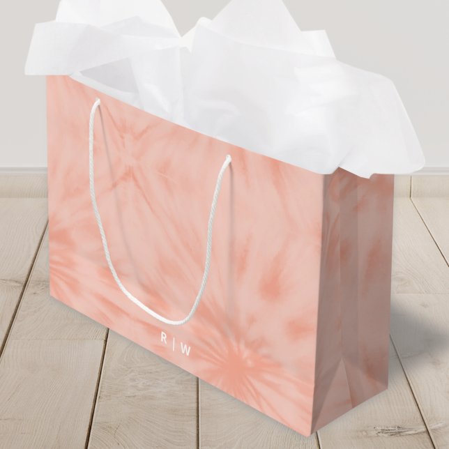 Grand Sac Cadeau Dye | Coral Pink Modern Pastel (Créateur téléchargé)