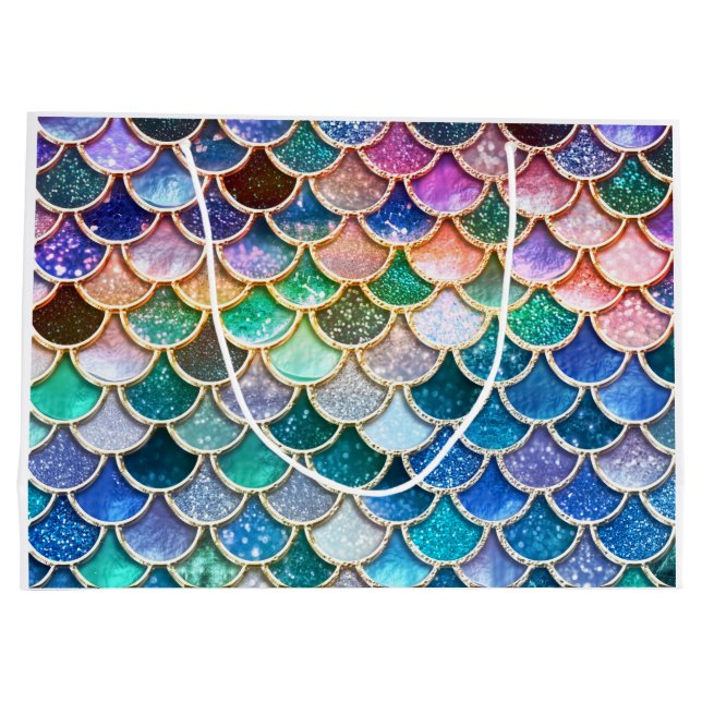 Grand Sac Cadeau Échelles Mermaidscales de parties scintillantes de (Dos)