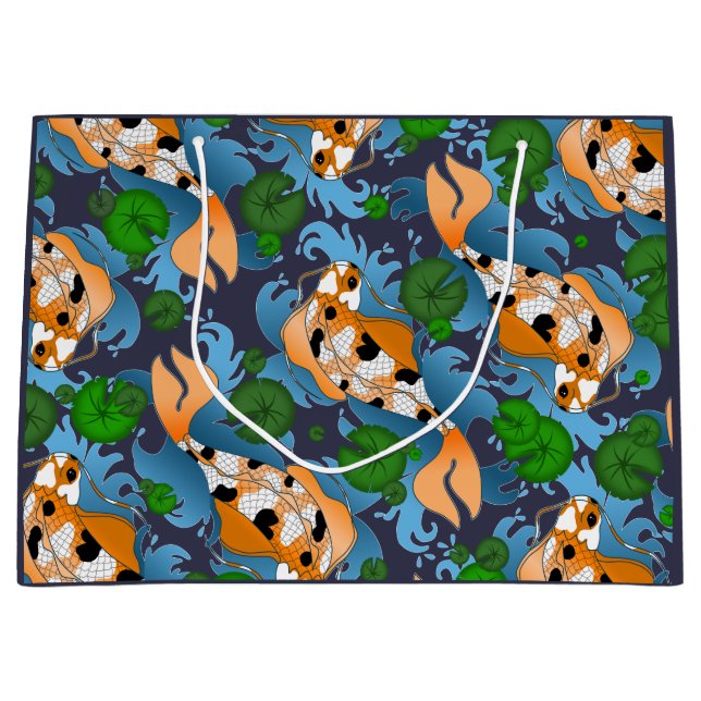 Grand Sac Cadeau Éclaboussement du lis d'étang à poissons asiatique (Devant)