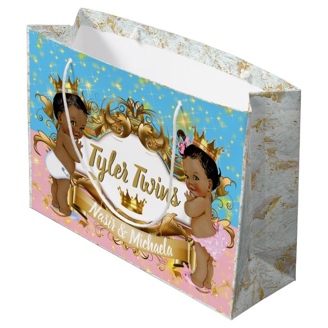 Grand Sac Cadeau Éclats en or rose/bleu princesse africaine (Dos Angle)