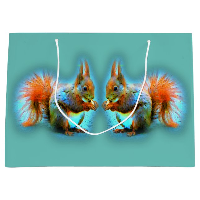 Grand Sac Cadeau Écureuil au style moderne (Devant)