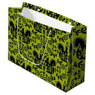 Grand Sac Cadeau Écureuil Nordic Scandinave Folk Art