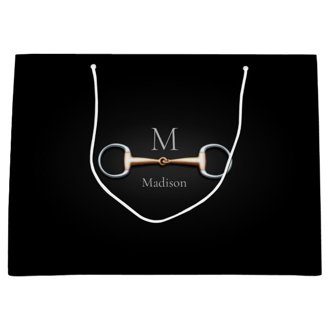 Grand Sac Cadeau Eggbutt Snaffle Bit Horse Nom et monogramme (Devant)