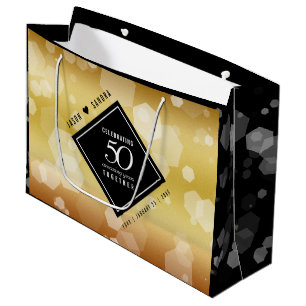 Grand Sac Cadeau Élégant 50e anniversaire de Mariage d'or