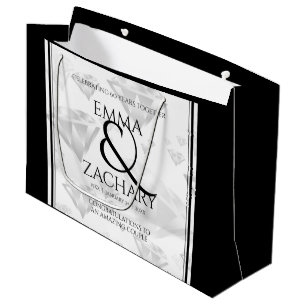 Grand Sac Cadeau Élégant 60ème 75ème anniversaire de Mariage de dia
