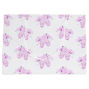 Grand Sac Cadeau Elégant Ballet Rose Anniversaire Pointe Chaussures