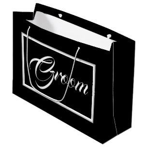 Grand Sac Cadeau Élégant Black Groom Grand Cadeau
