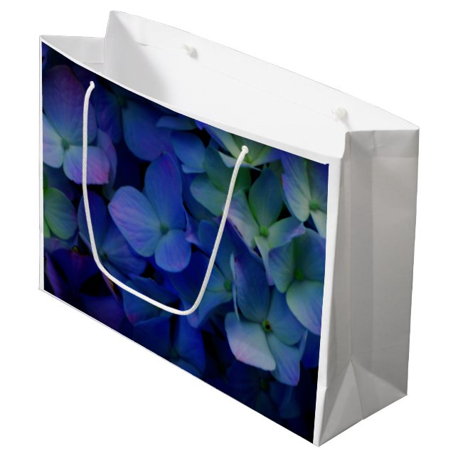Grand Sac Cadeau Élégant bleu pourpre bleu pourpre floral (Devant Angle)