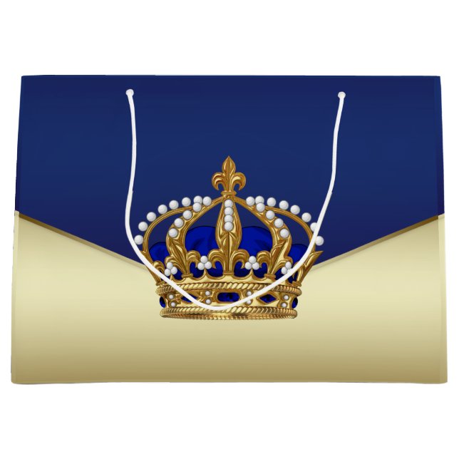 Grand Sac Cadeau Elégant Blue Gold Prince (Devant)