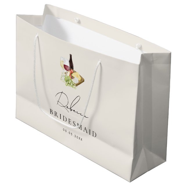Grand Sac Cadeau Élégant Charcuterie Vin & Planche de Fromage Demoi (Devant Angle)