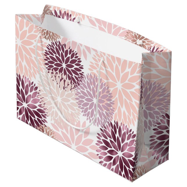 Grand Sac Cadeau Élégant Chic Floral Rose (Dos Angle)