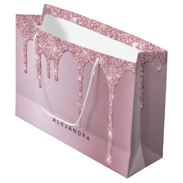 Grand Sac Cadeau Élégant élégant rose rose rose parties scintillant (Devant Angle)