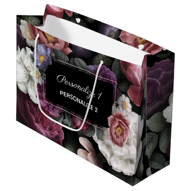 Grand Sac Cadeau Élégant floral personnalisé (Devant Angle)