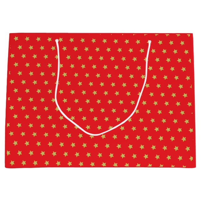 Grand Sac Cadeau Élégant Gold Star Motif Noël (Devant)