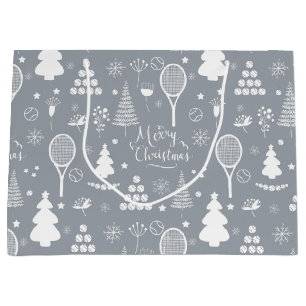 Grand Sac Cadeau Elegant grey and white tennis