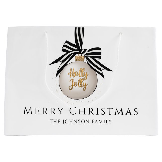 Grand Sac Cadeau Élégant Joyeux Bauble de Noël (Devant)
