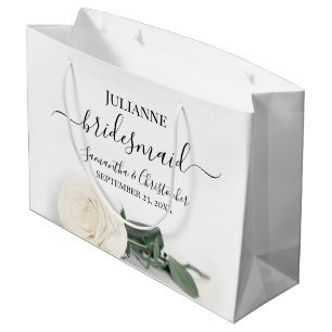 Grand Sac Cadeau Élégant long Stemmed White Rose Bridesmaid Mariage
