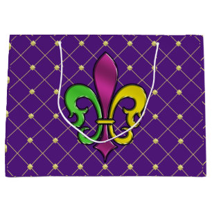 Grand Sac Cadeau Elégant Mardi Gras Fleur De Lis Design Cadeau