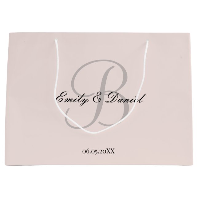 Grand Sac Cadeau Élégant mariage monogramme (Devant)